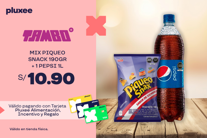 MIX PIQUEO SNACK 190GR+1 PEPSI 1L A S/10.90